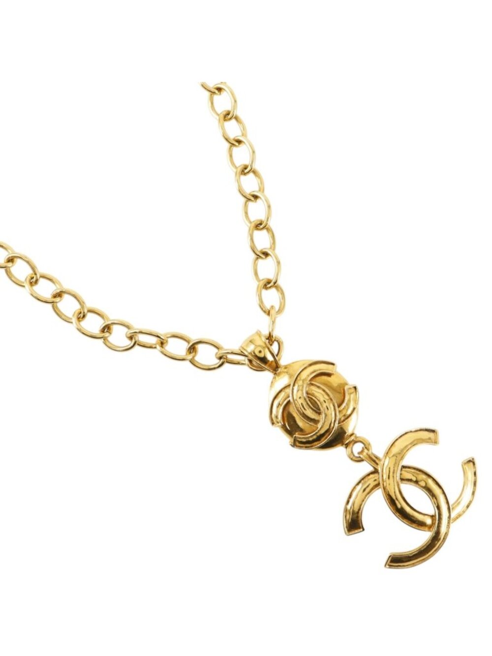 Chanel CC Logo Vintage Gold Plated 94P Necklace